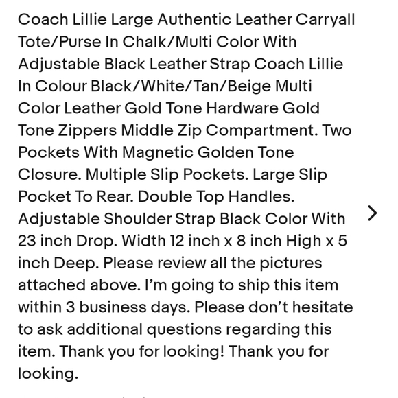 Tri-Color/Colorblock Coach “Lillie” Carryall Bag - Picture 12 of 12